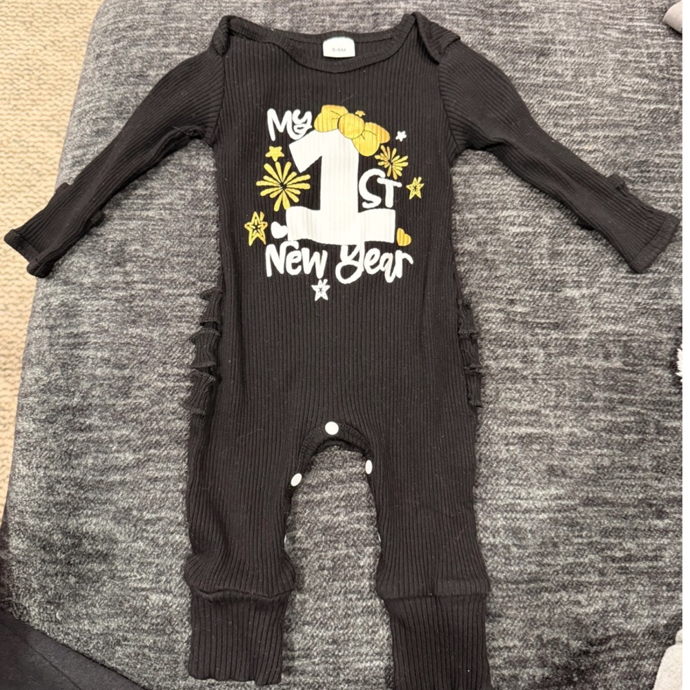 Amazon Black and Yellow My 1st New Year Bodysuit